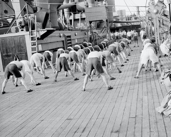 Physical training aboard HMT 'Orion' en route to Egypt, 1941