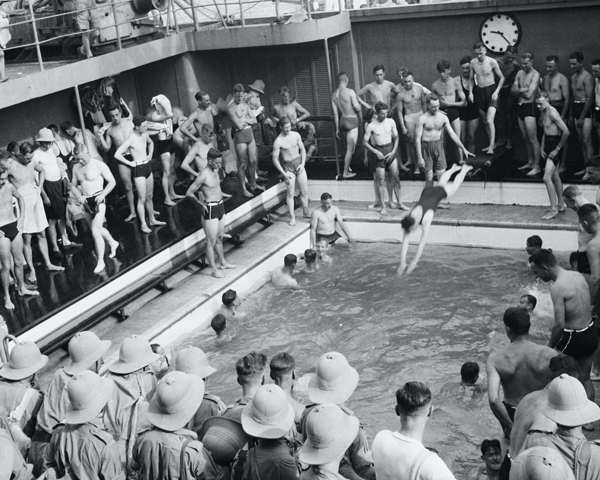 The swimming pool on board HMT 'Orion', 1941
