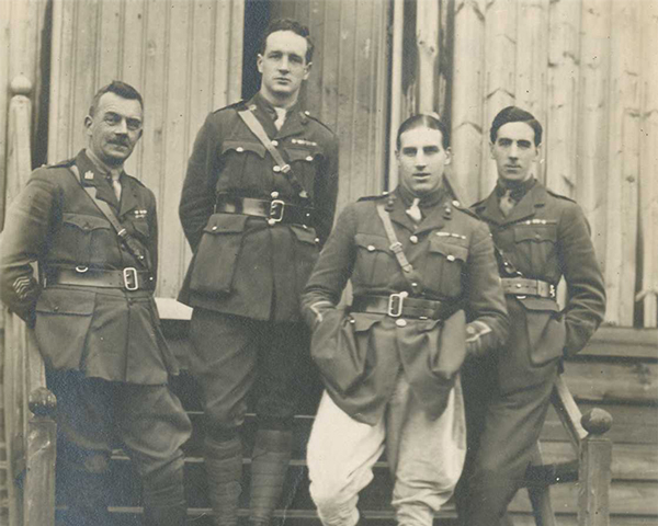 Officers involved in the selection of the Unknown Warrior, including Captain Cecil Smith (centre left), who wrote an account of how he and two of the other men shown, Chaplain George Standing (to his left), and Major Henry Williams (to his right), were tasked with reburying the unselected bodies c1920