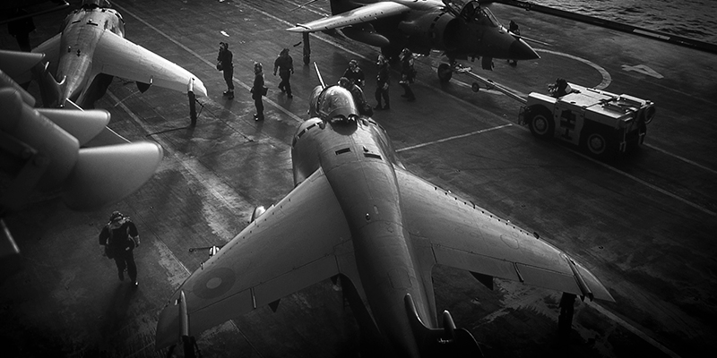 Harriers on aircraft carrier