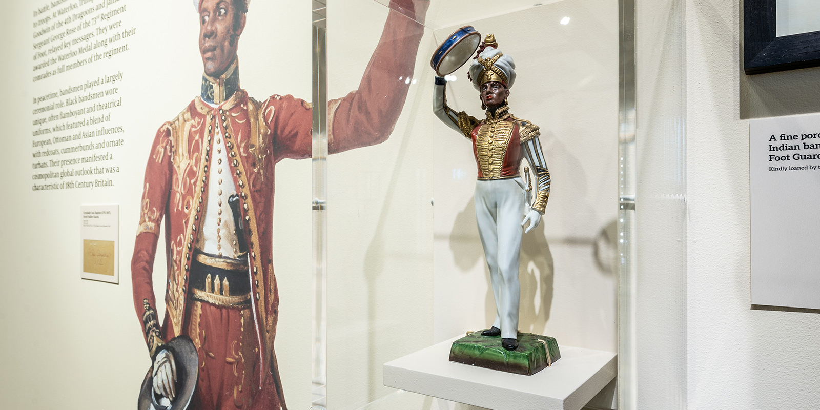 Porcelain statuette of a West Indian bandsman in the Grenadiers, mid- to late-18th century
