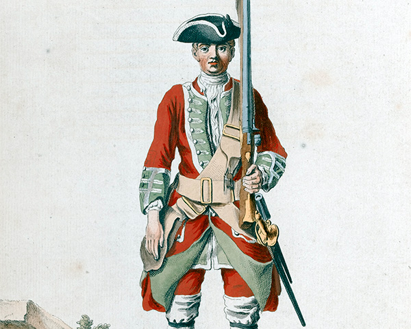 A soldier of the 39th Regiment of Foot, 1742