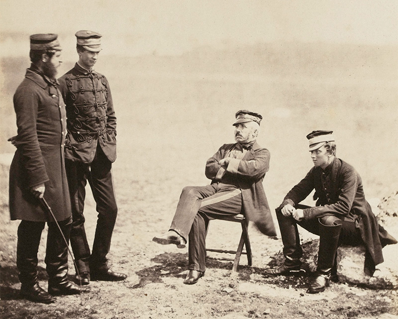 Lieutenant-General Barnard and Staff, including Captain Morgan of the 55th Foot (second from left), Crimea, 1855