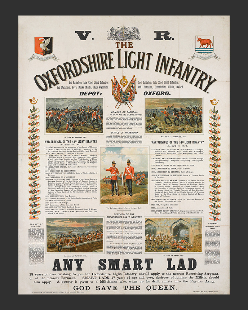 Recruiting poster, ‘The Oxfordshire Light Infantry’, c1890