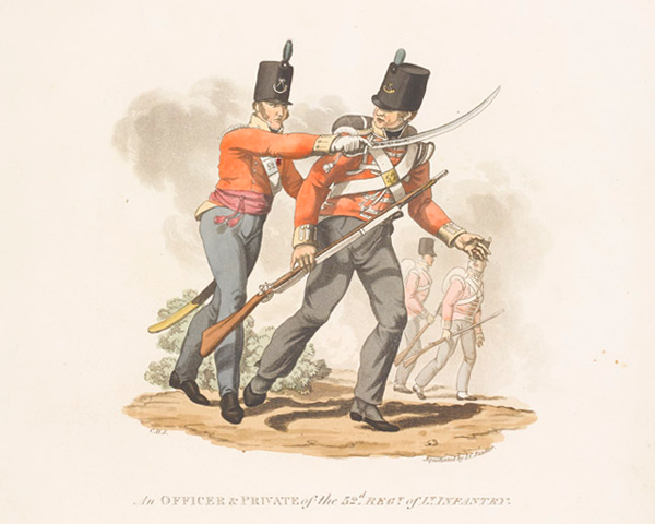 An officer and private of the 52nd (Oxfordshire) Regiment of Foot (Light Infantry), 1812