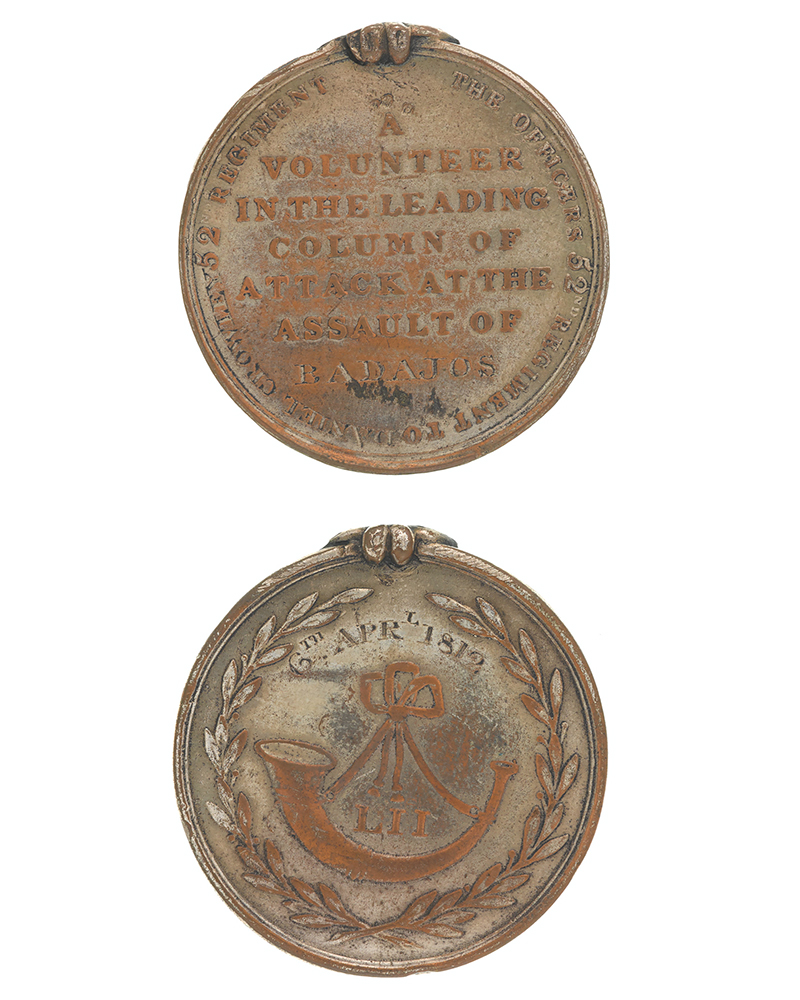 Forlorn hope medal for Badajoz issued by the 52nd (Oxfordshire) Regiment, 1812