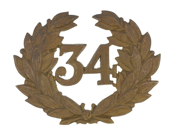 Other ranks' cap badge, 34th (Cumberland) Regiment of Foot, c1876