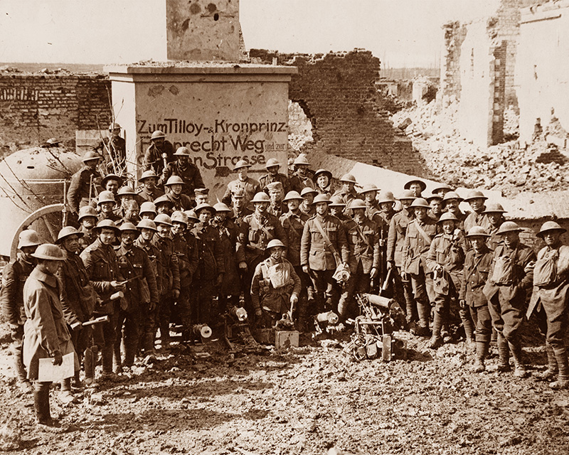 Men of The King's Regiment (Liverpool) after the capture of Tilloy, 10 April 1917