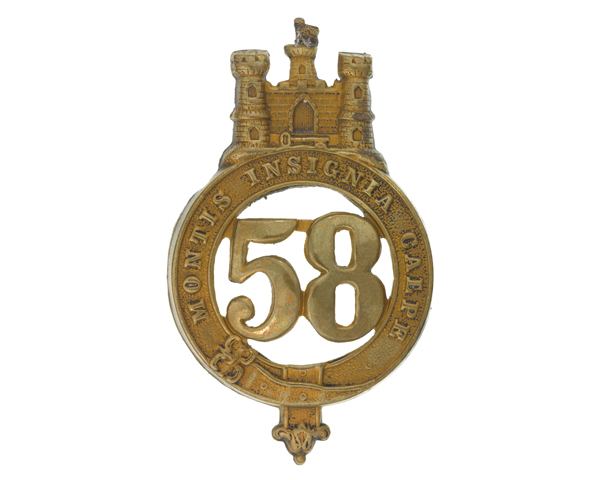 Glengarry badge, 58th (Rutlandshire) Regiment of Foot, c1874