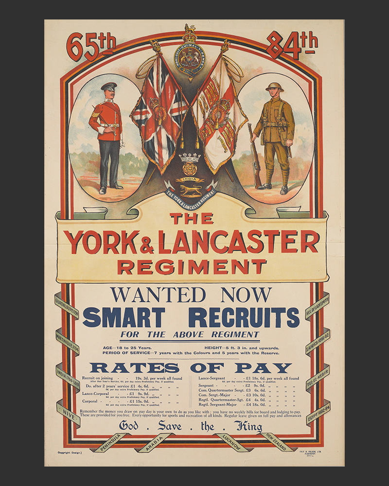 Recruiting poster, The York and Lancaster Regiment, 1920