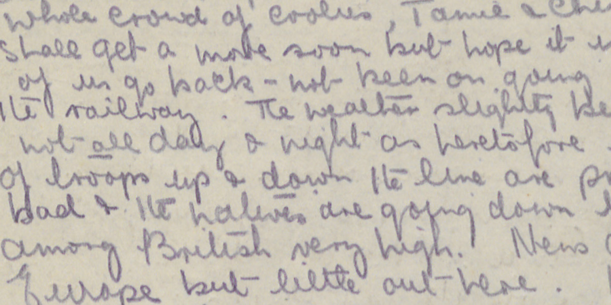Handwritten extract from Ted Senior's diary, c1943