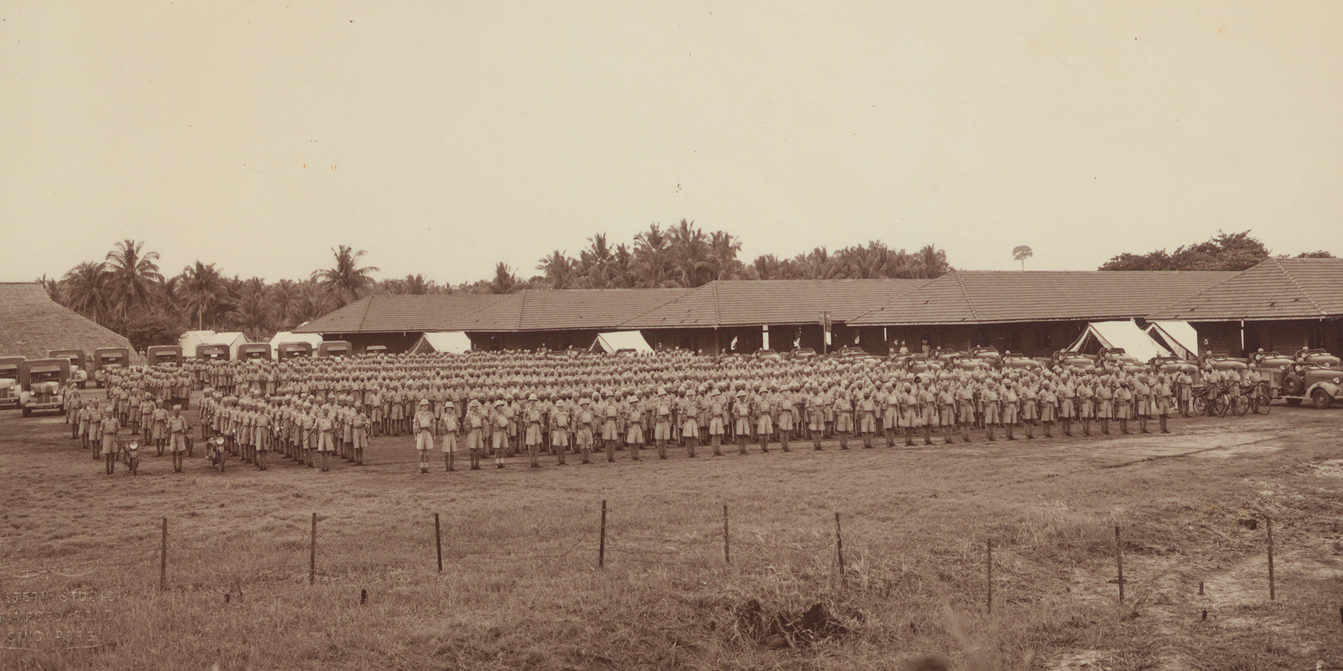2/15th Punjab Regiment formed up on parade, Stamford Road, Singapore, c1941