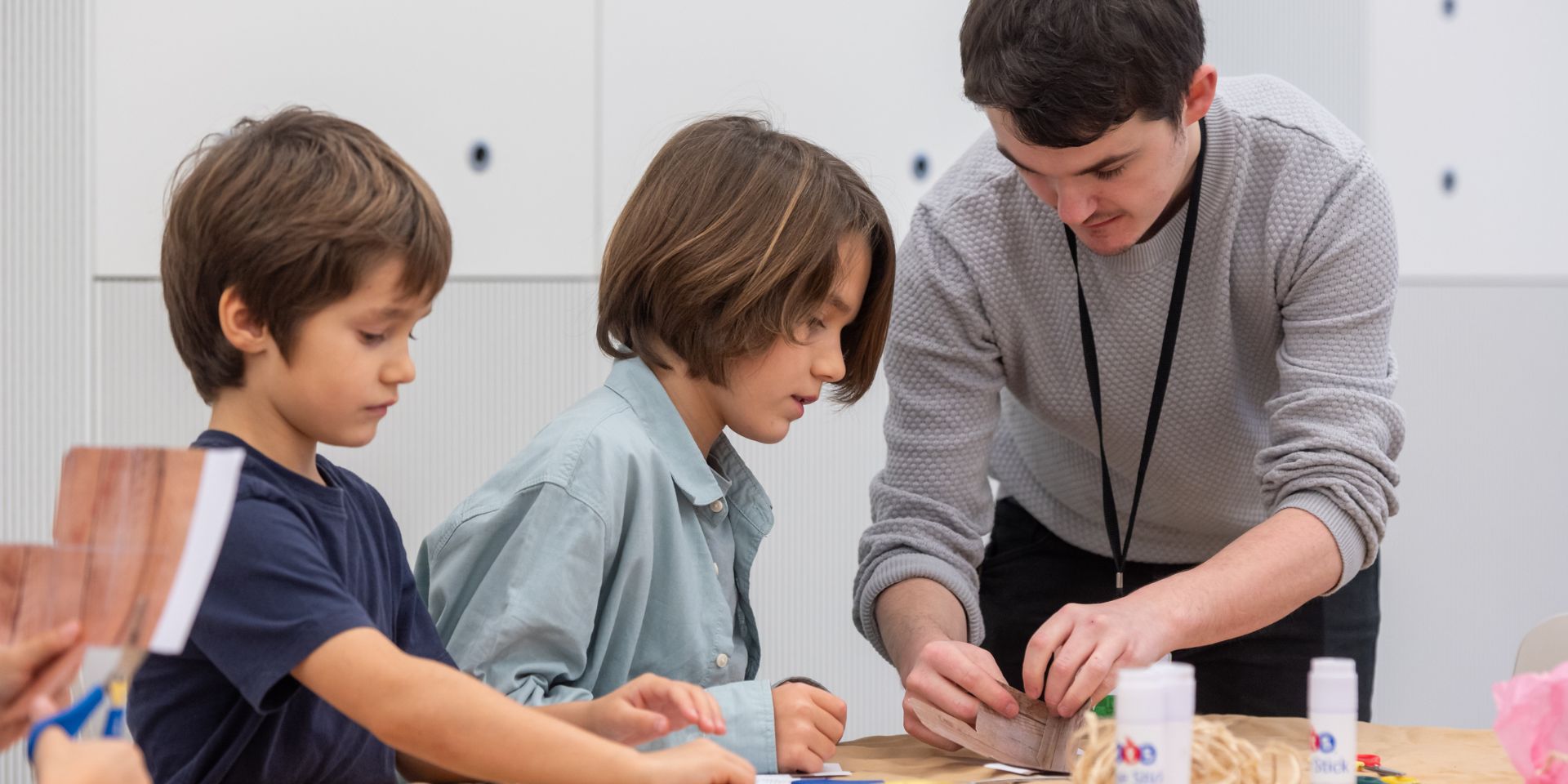 Family participating in a workshop