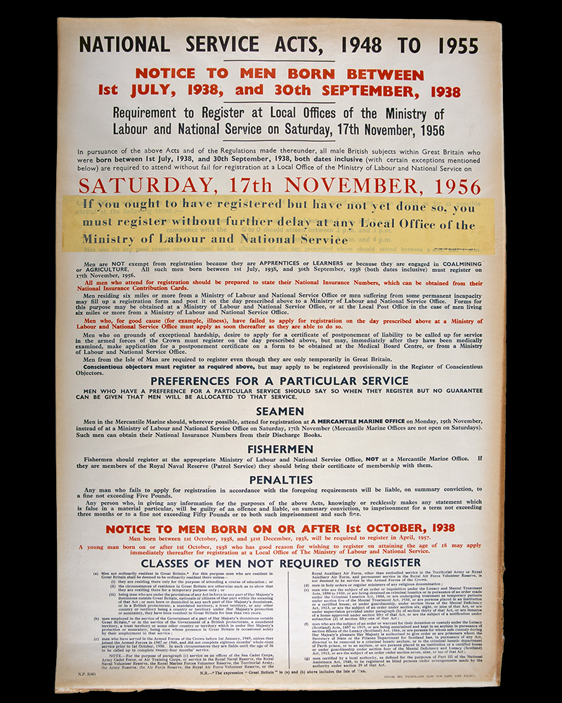 National Service Act notice, 1955