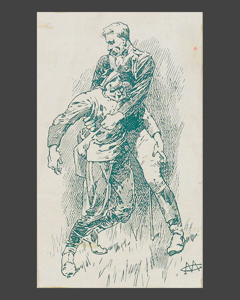 Lieutenant Hill assisting a wounded comrade during the Battle of Laing’s Nek, 1881
