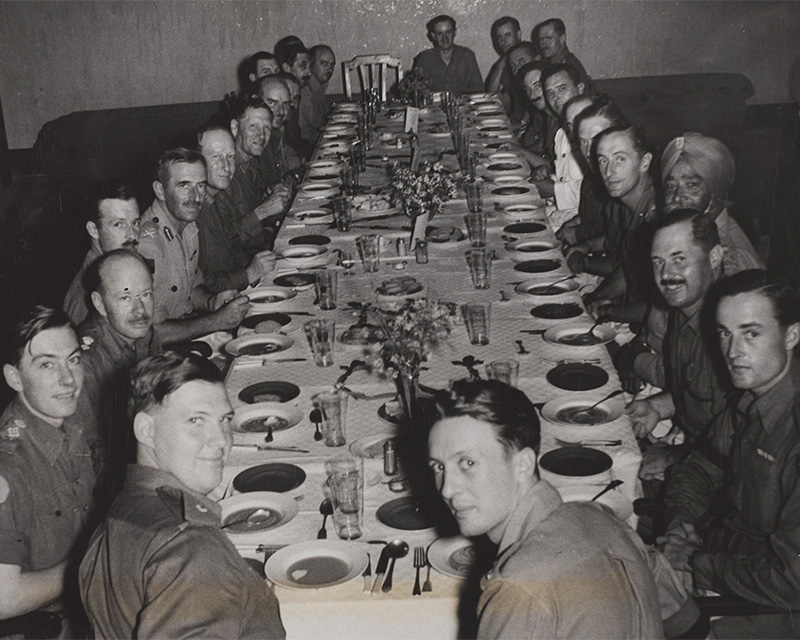 Officers of the 23rd Indian Division at lunch with General Sir Claude Auchinleck, 13 July 1945