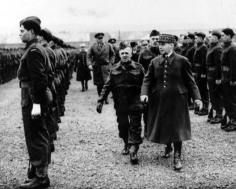 General Gamelin, the French Commander-in-Chief, inspects Canadian troops at Aldershot, 1939