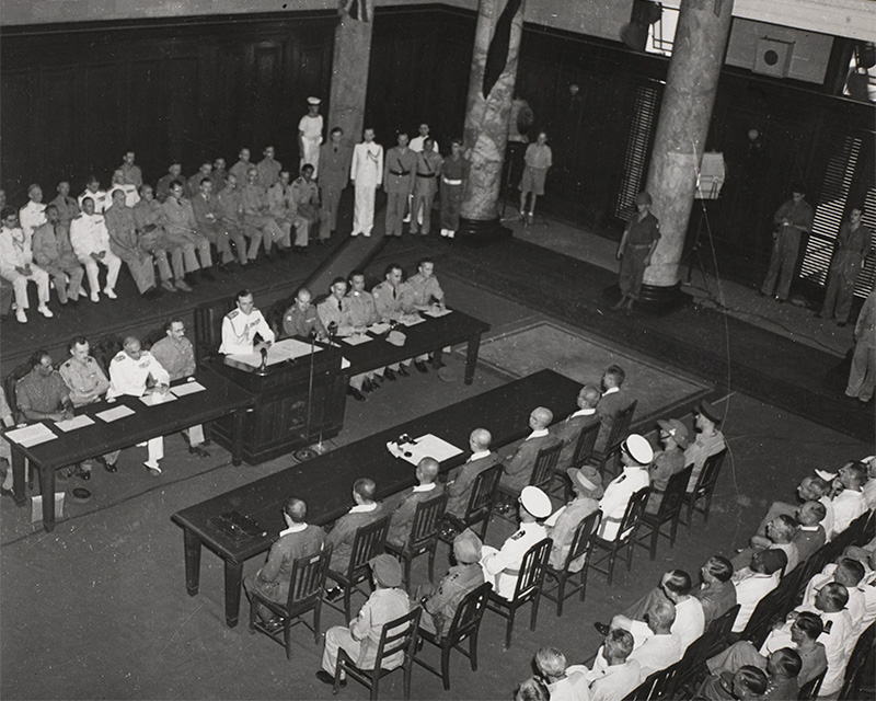 The signing of the Japanese surrender in Singapore, 12 September 1945