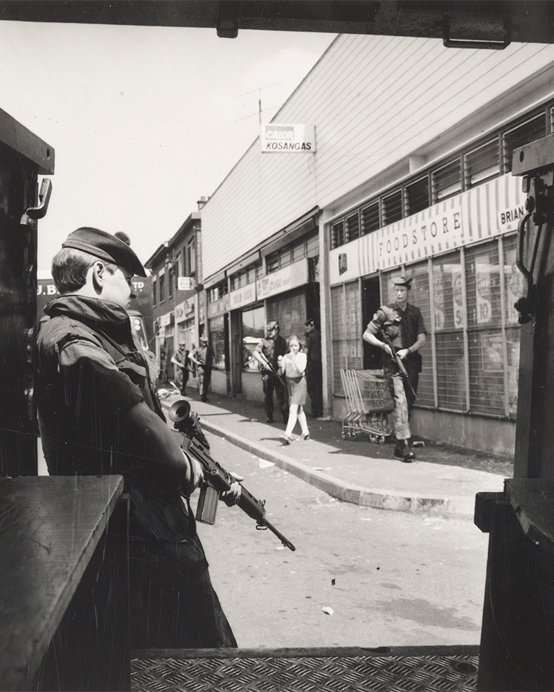 Members of the Gordon Highlanders on patrol, 1972