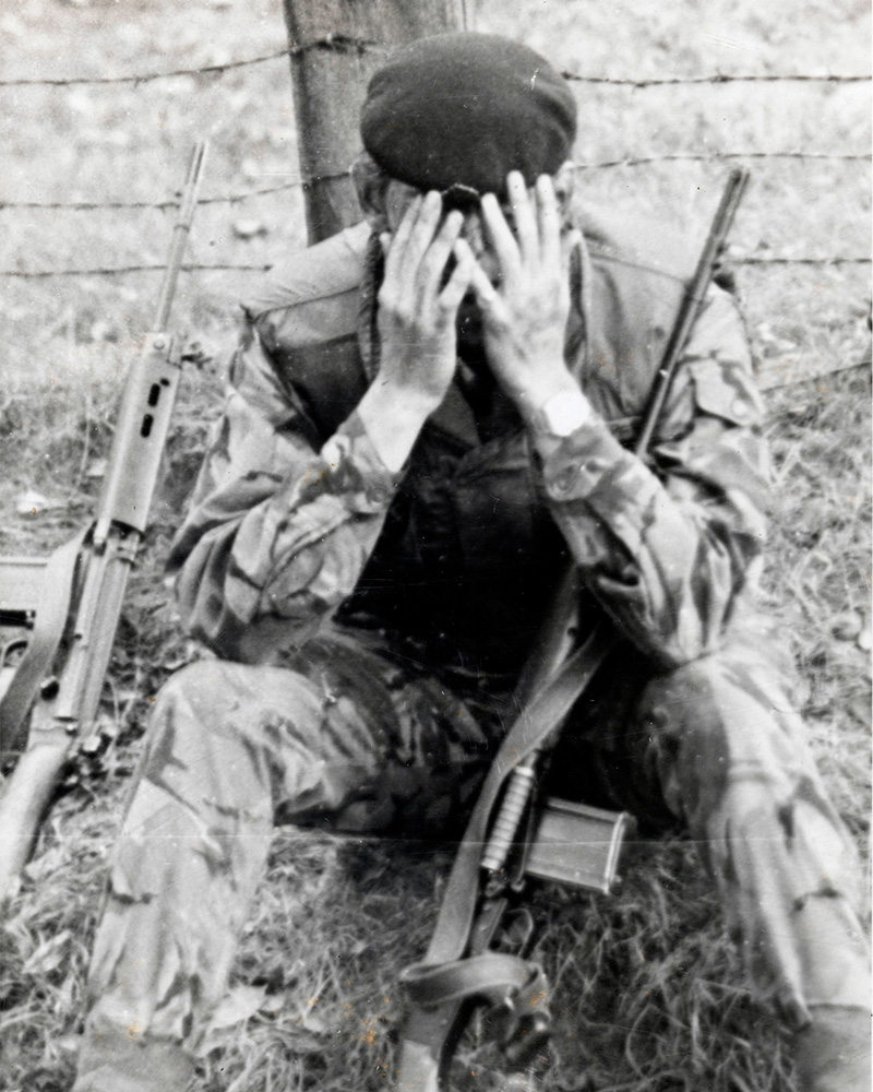 A British officer in the aftermath of a terrorist incident, 1977