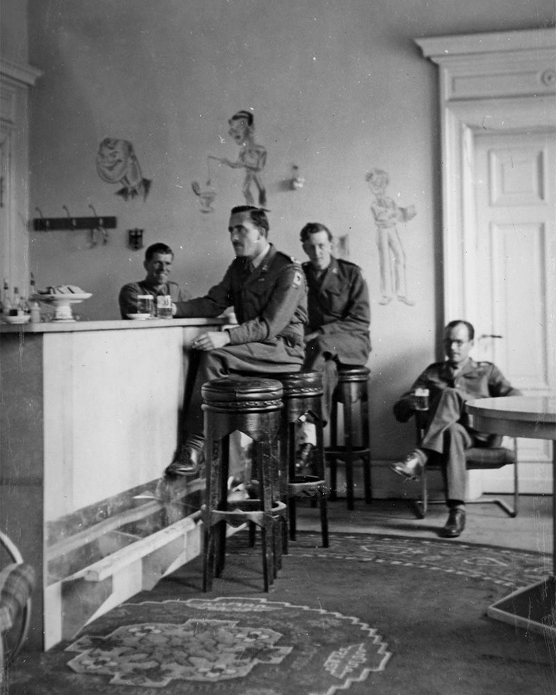 Drawings on the walls of an Officers' Mess in Schloss Salzau, Germany, 1945
