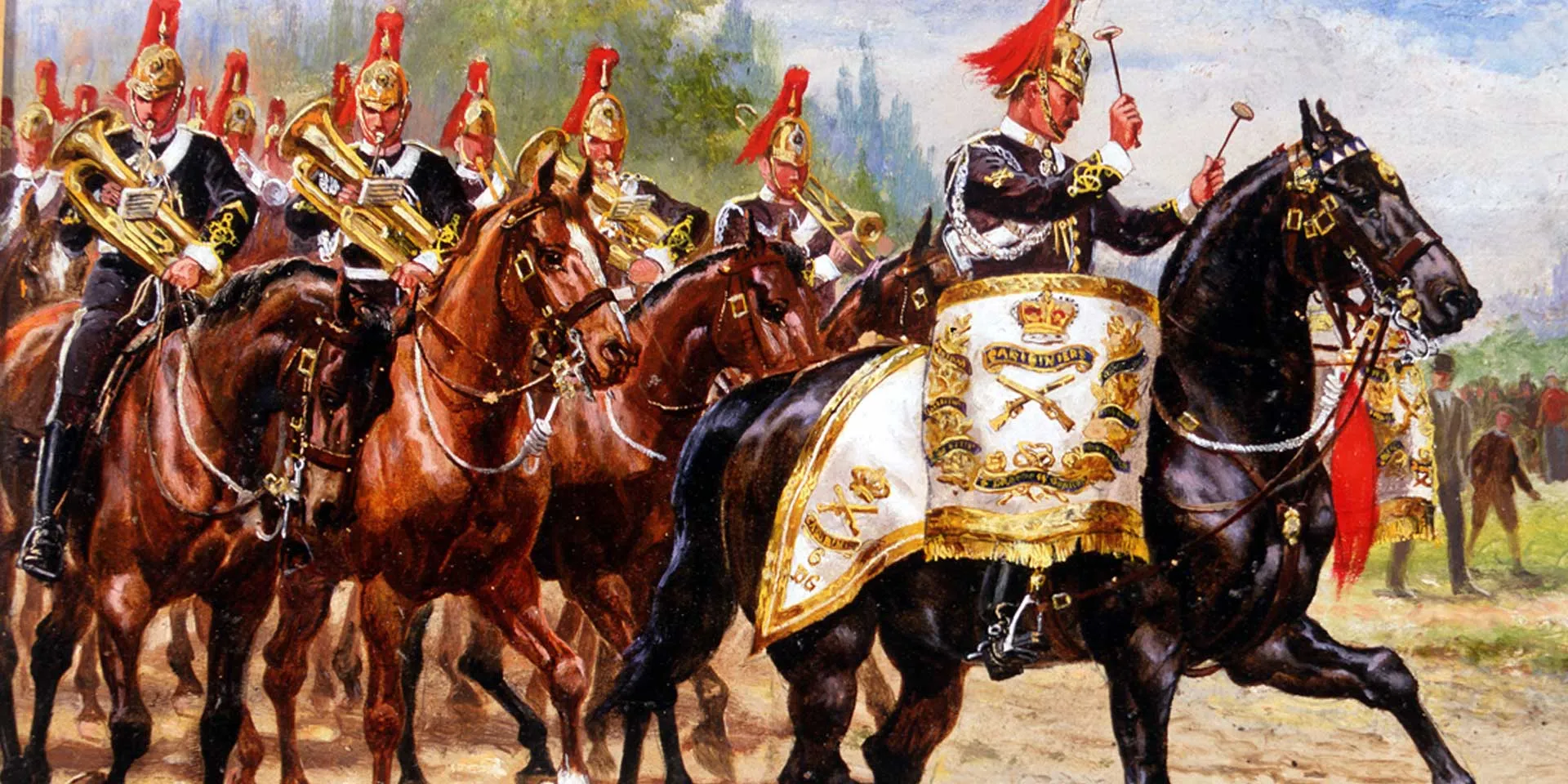 6th Dragoon Guards (Carabiniers) drums and band, c1905