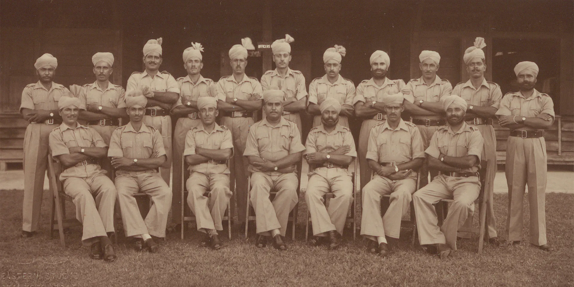 Indian officers, 2/15th Punjab Regiment, Stamford Road, Singapore, c1941