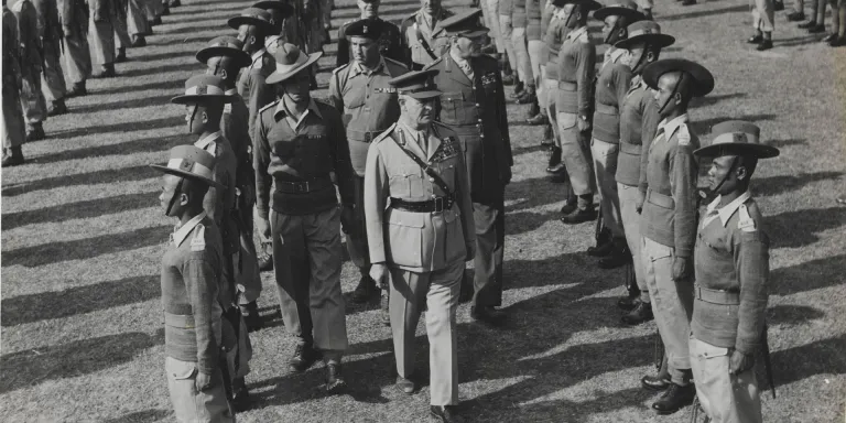 Field Marshal Lord Wavell, the Viceroy of India, inspecting 8th Gurkha Rifles, December 1945