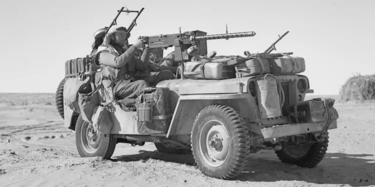 A heavily armed SAS jeep in the desert, c1943
