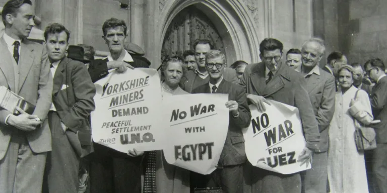 Anti-war protesters outside Parliament, September 1956 