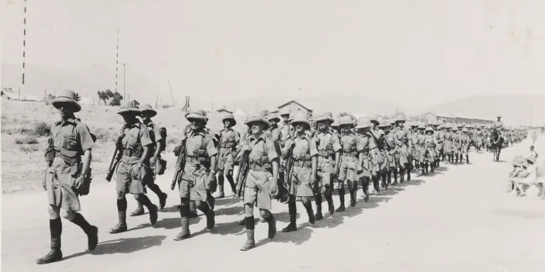 'A' Company, 2nd Battalion, The South Lancashire Regiment (Prince of Wales’s Volunteers), marching to Kuchlagh Camp in Baluchistan, 1937