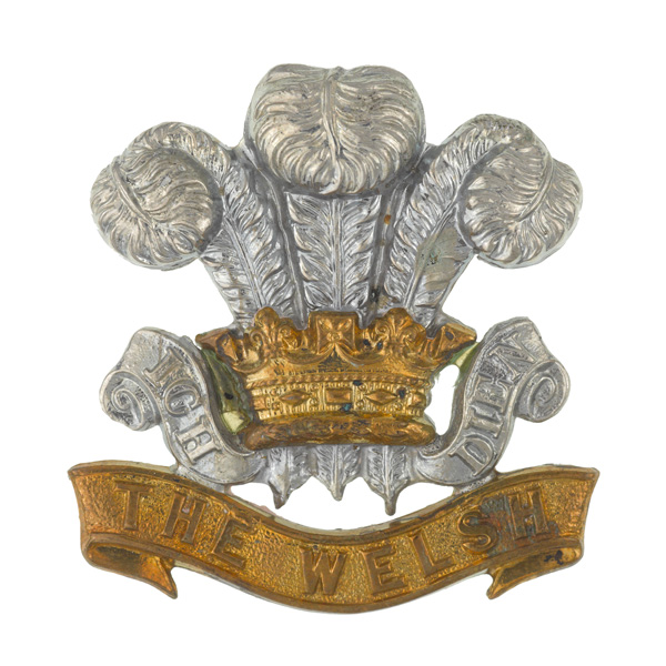 Other ranks’ cap badge, worn by Sergeant R Williams, The Welsh Regiment, c1900