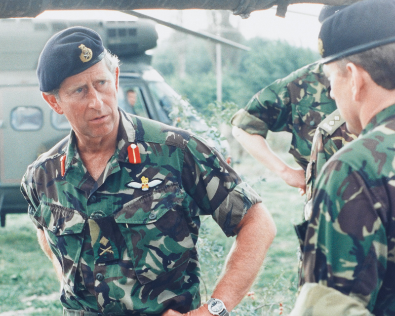 Prince Charles visiting the Queen’s Dragoon Guards in Kosovo, 1999