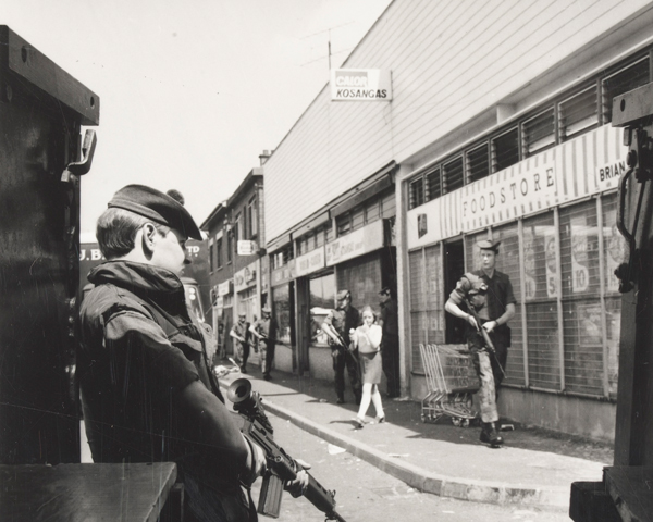 Members of the Gordon Highlanders on patrol, 1972