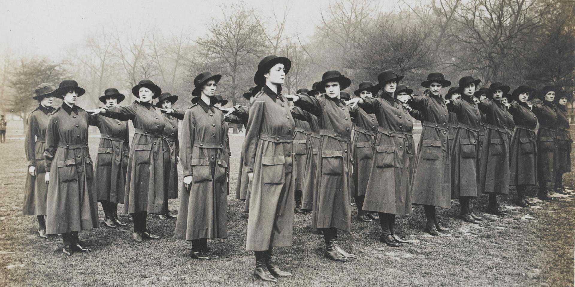 Women's Army Auxiliary Corps drilling, c1917