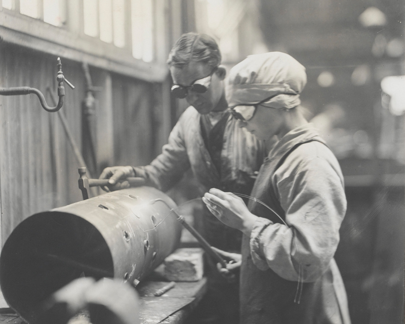 A WAAC mechanic in a Royal Flying Corps workshop, 1917 