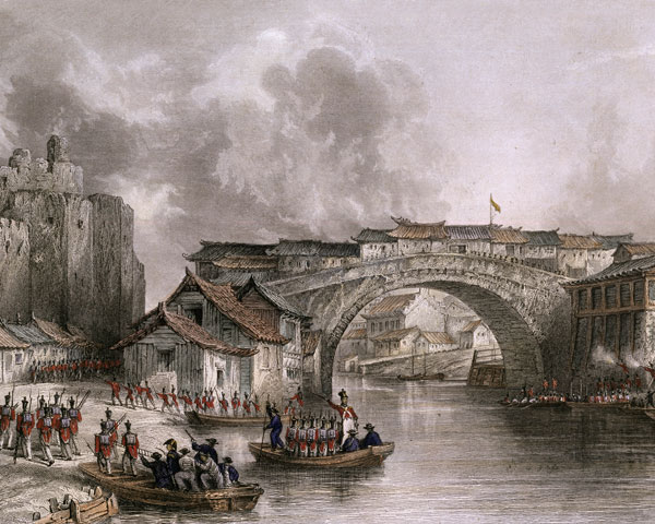 Landing troops at the west gate of Chingkiang, 1842