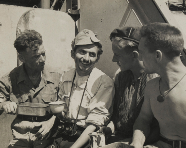 British commandos share a brew with a Communist partisan, 1944