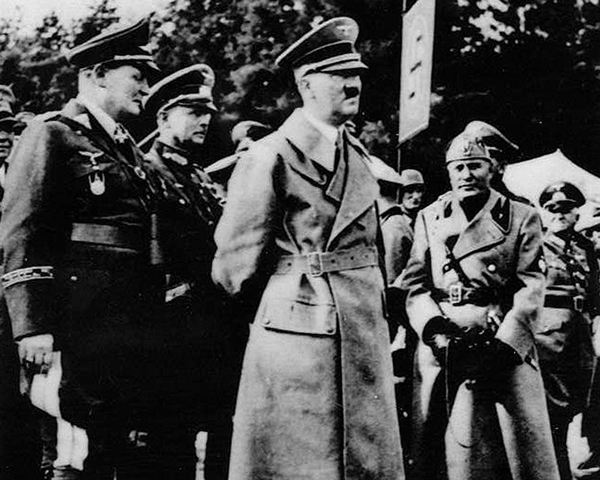 Hitler and Mussolini at German air manoeuvres, 1937