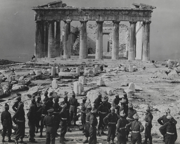 Indian troops touring the Acropolis, Athens, 1944