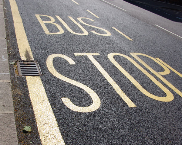 Bus stop for setting down and picking up