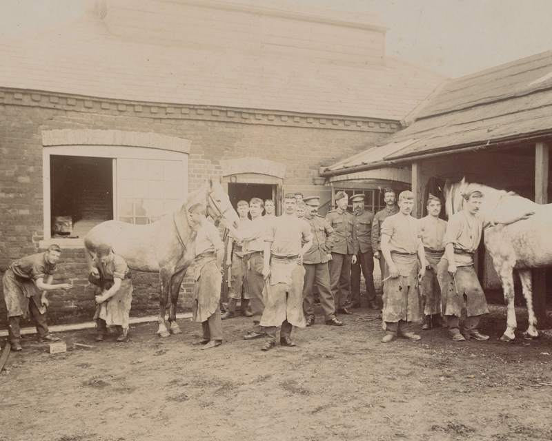 Farriers of the Royal Scots Greys at work, c1918