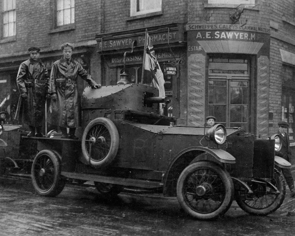 The RNAS was responsible for the earliest forays into mechanised warfare in the form of the RNAS Armoured Car Section, 1914