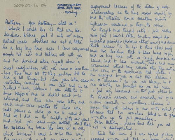 Valerie’s letter, accepting Anthony’s proposal, 24 June 1944