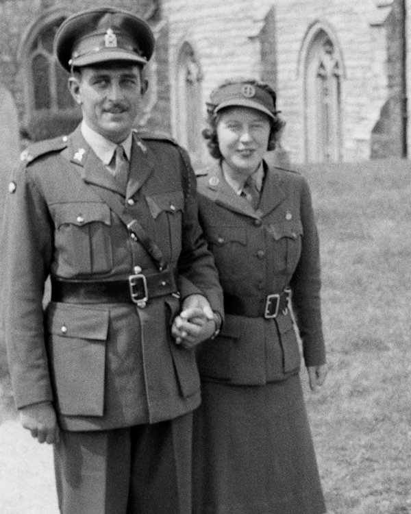 A bride and groom marrying in uniform, 1941