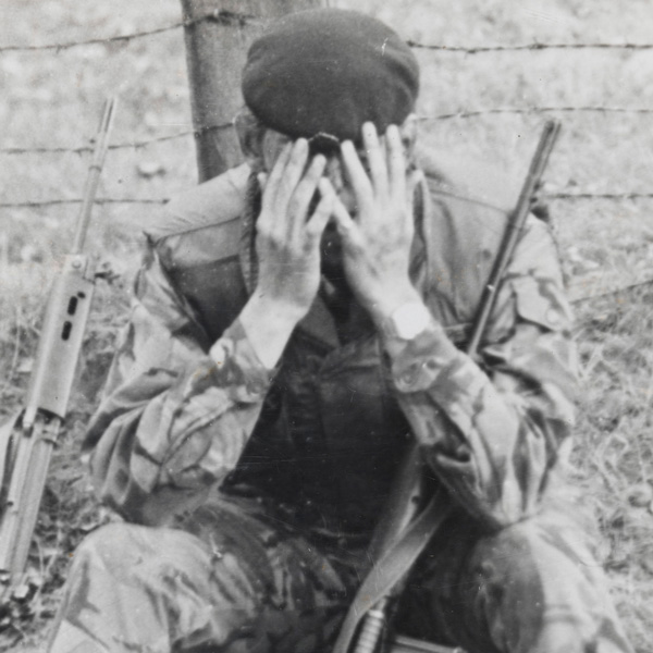 A British officer in the aftermath of a terrorist incident, 1977