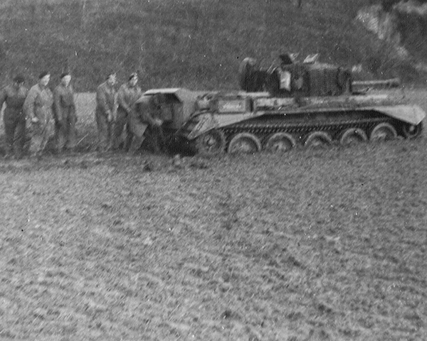 A tank from the Guards Armoured Division bogged down, 1944