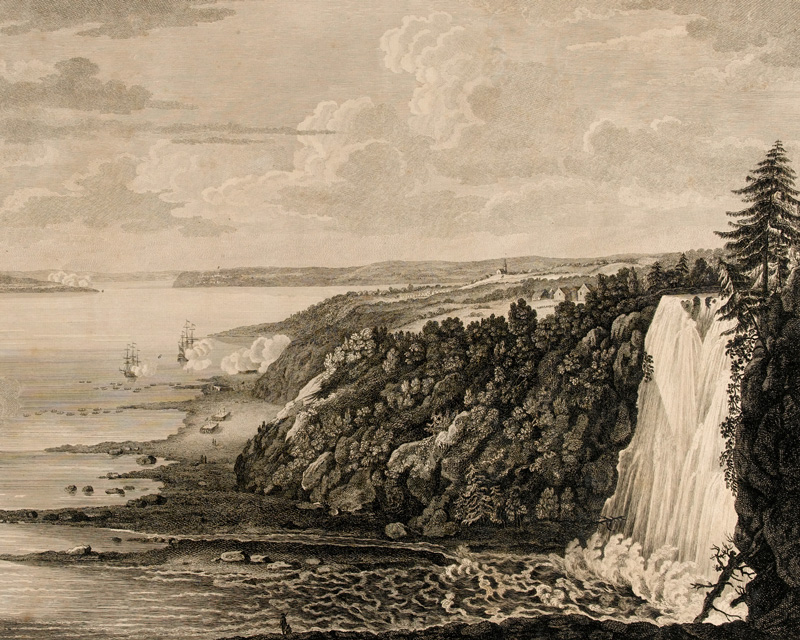 ‘A view of the Fall of Montmorenci near Quebec’, line engraving after Captain Hervey Smyth, 1759 