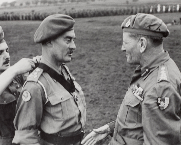 Brigadier Aubertin Mallaby receiving the CIE from General Sir Claude Auchinleck, c1945 