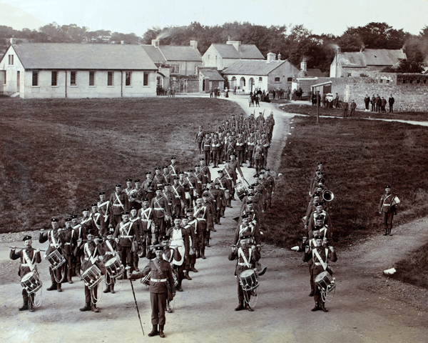 The band of 2nd Battalion The Royal Munster Fusiliers march in South Kerry, 1903